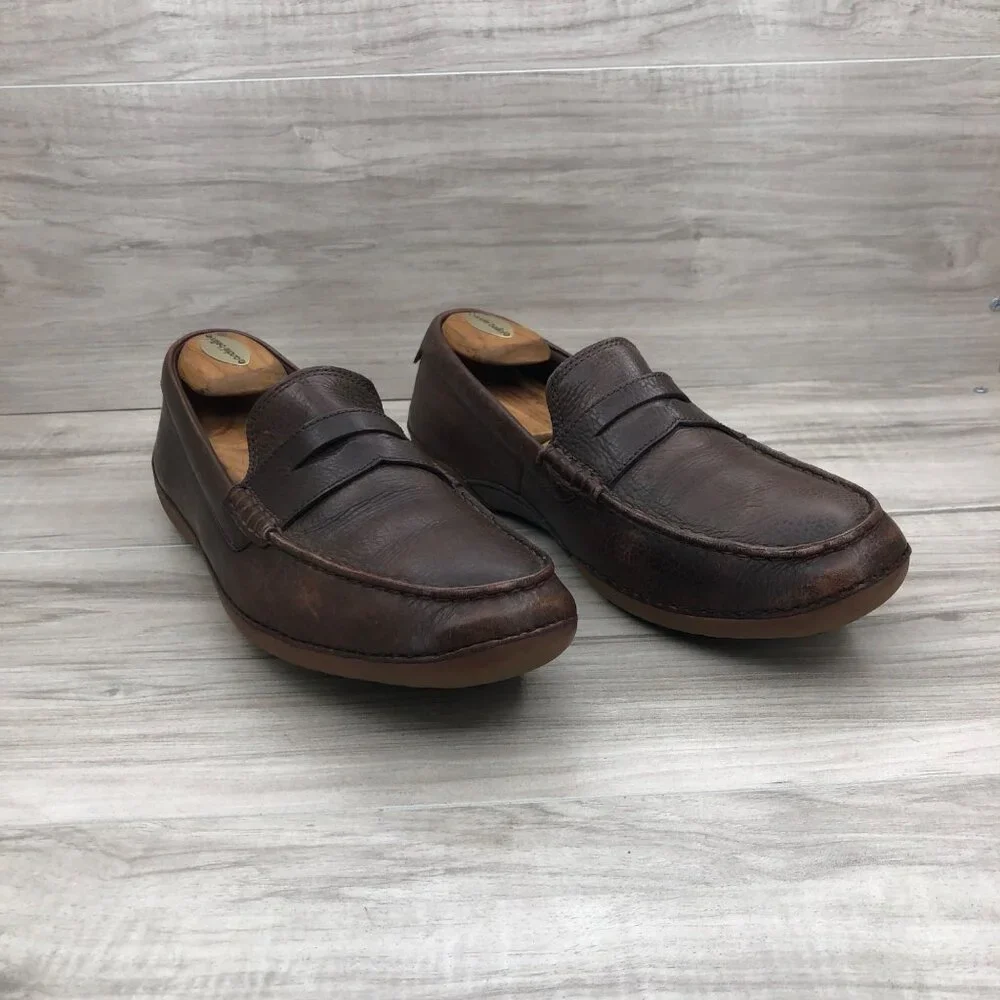 Cole Haan Driving Loafers Mens 10M Moto Grand Os Brown Leather Slip On Shoes